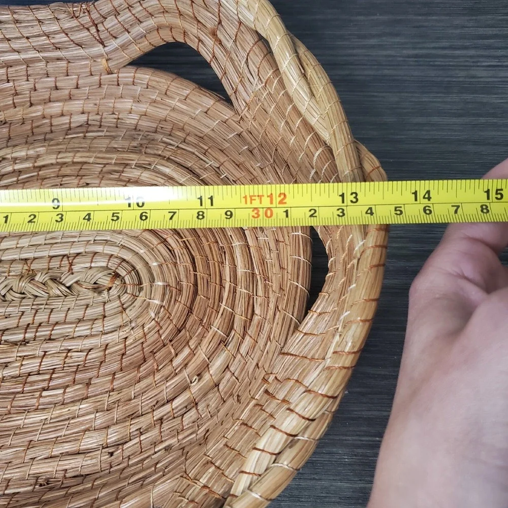 BEAUTIFUL‎ Oaxacan Oval Pine Needle Basket Peek-a-boo 6 Wave Loops